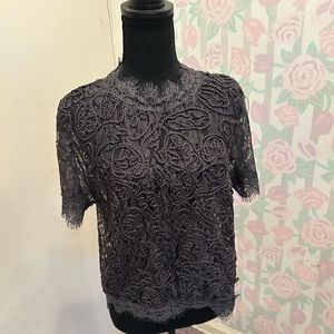 Zara textured/ lace gray shirt size L